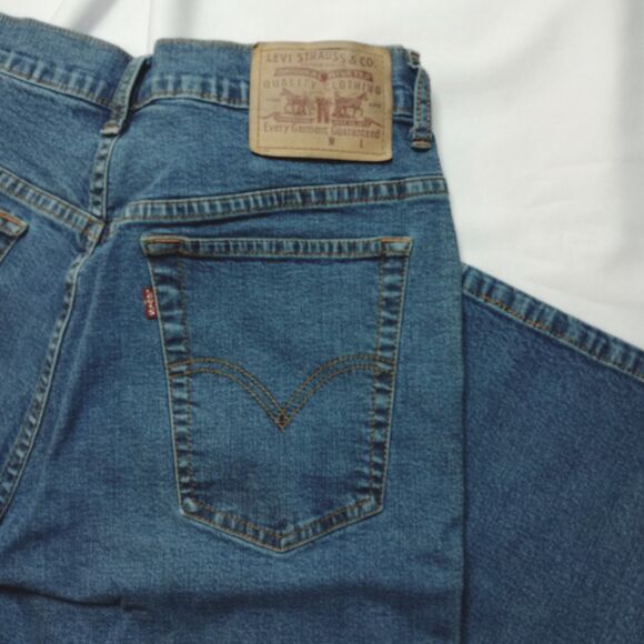 Levi's Relaxed Straight Leg Jeans Stretch High Rise Cttn Blue Denim Juniors 13 M - Picture 4 of 6
